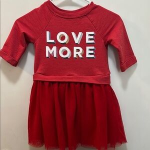 Red 'Love More' Dress with Three Quarter Sleeve Size 5T Old Navy